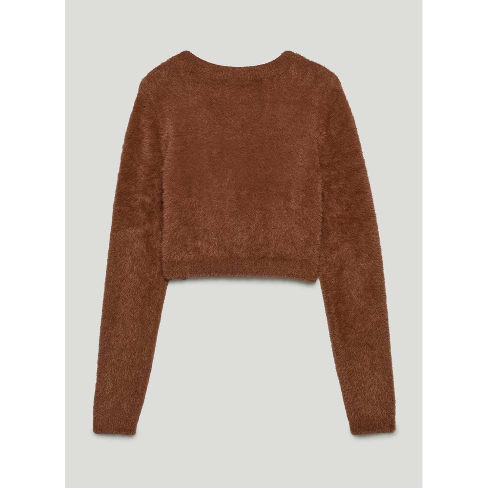 Sunday Best Aritzia Reese Cardigan Brown Eyelash Knit Cropped Sweater Small - Picture 2 of 8